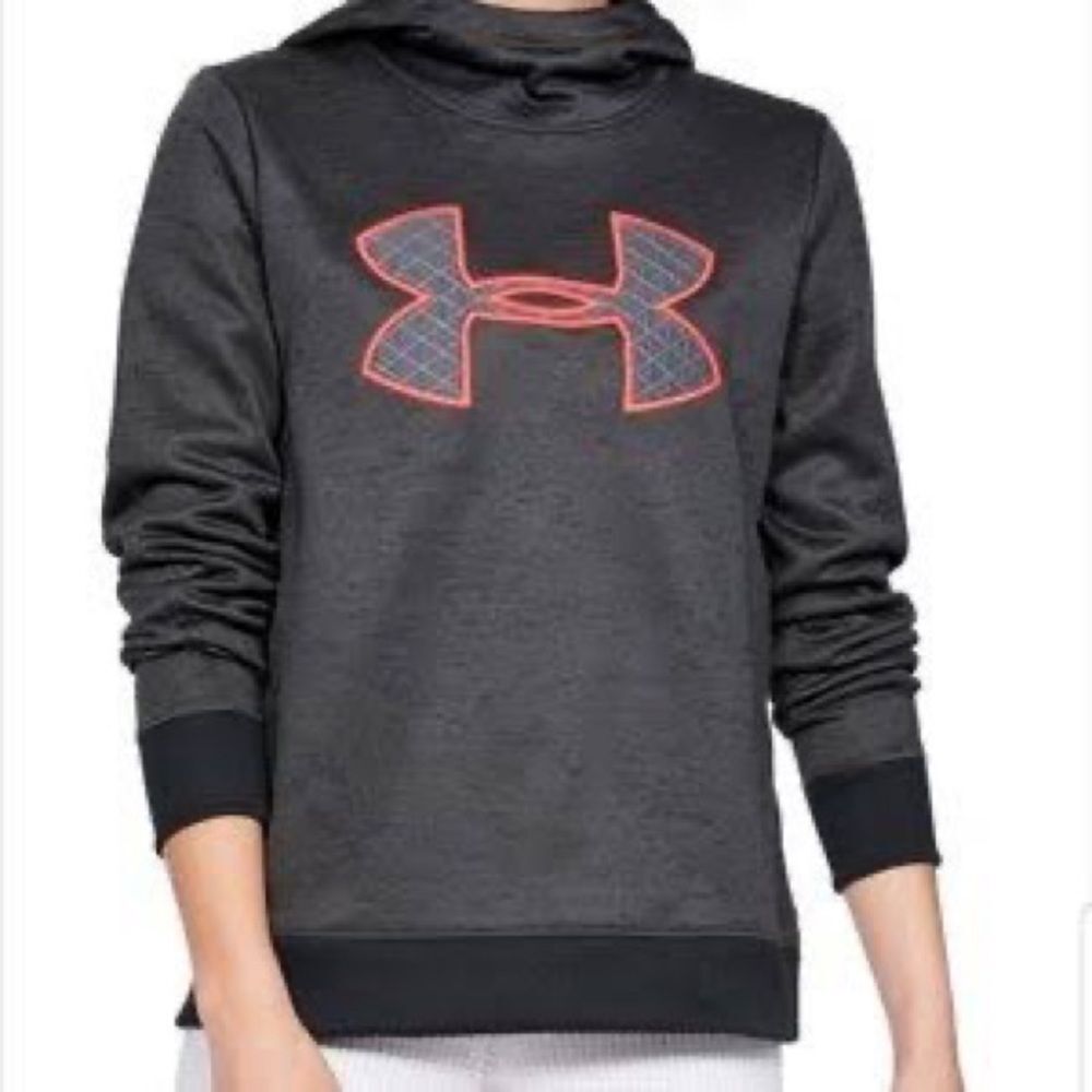 Under Armour loose fit fleece lined space dye hoodie with quilted logo size L